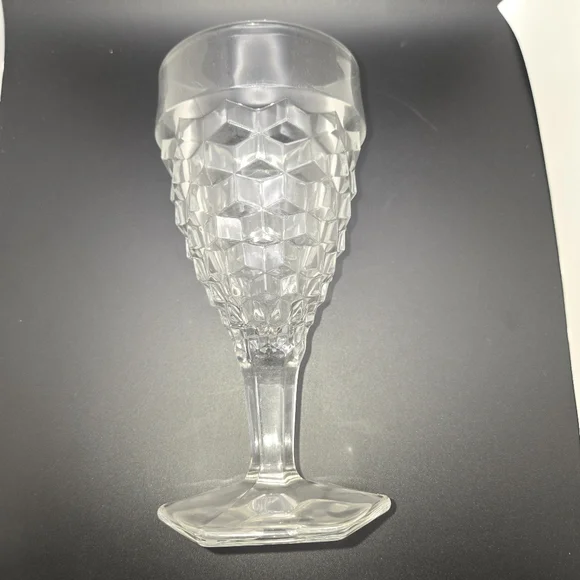 8 Fostoria American Water Tea Glasses Goblets Hexagon Footed Pedestal Crystal - Picture 6 of 9